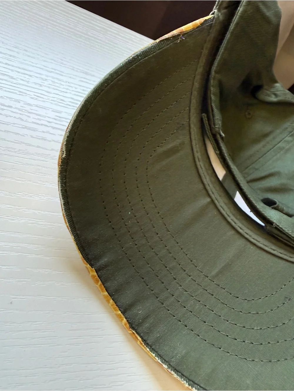 Olive Green Honey Yellow 'a lil bougie' Patch Hat Cap Adjustable Velcro Back OS